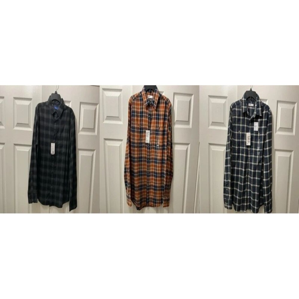 Mens Flannel Bundle Size S - 3 NWT - Apt.9 + Sonoma - Black Shadow Plaid Lot